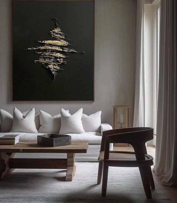 Black Gold Abstract Textured Wall Art Gold Abstract Paining Golden Textured Painting