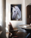 Modern White Horse Oil Painting Wild Horse Wall Art Black And White Steed Artworks