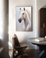 Modern White Horse Painting White Wild Horse Wall Art White Horse Canvas Artworks