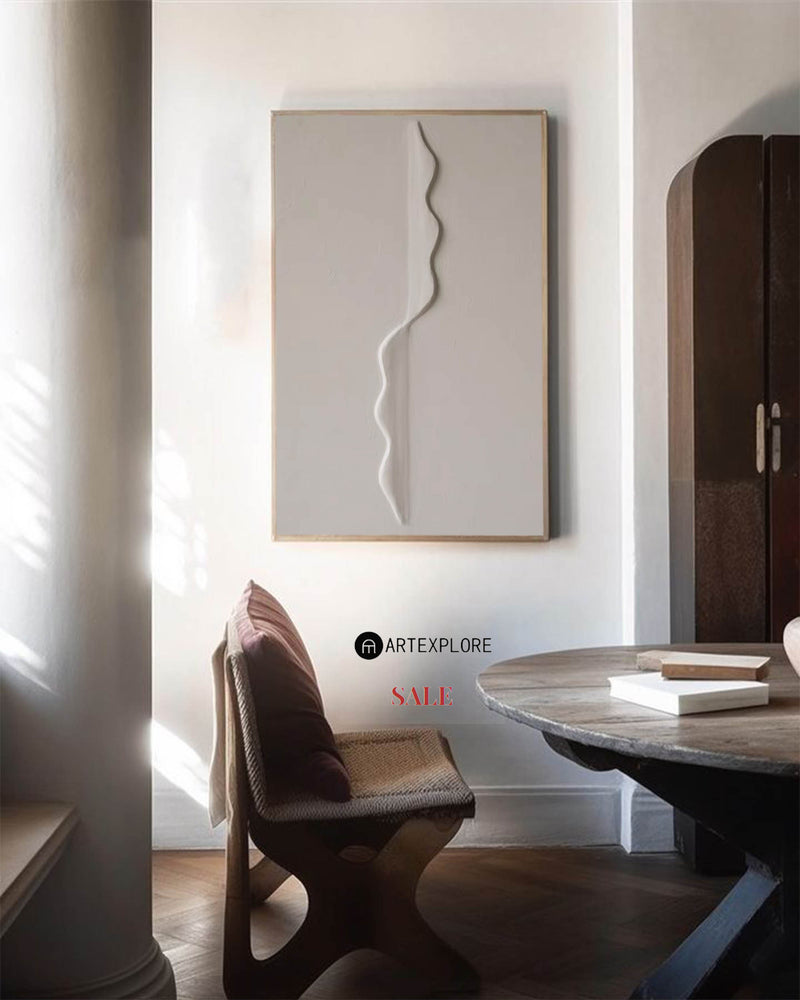 Wabi-sabi Beige Plaster Painting Minimalist Abstract Art Off White Minimalist Plaster Wall Art