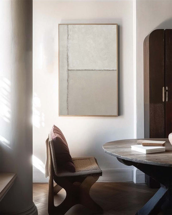 Modern White and Beige Textured Minimalist Wall Art, Large Abstract Canvas Wall Art, Beige Painting