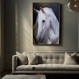 Modern White Horse Oil Painting Wild Horse Wall Art Black And White Steed Artworks