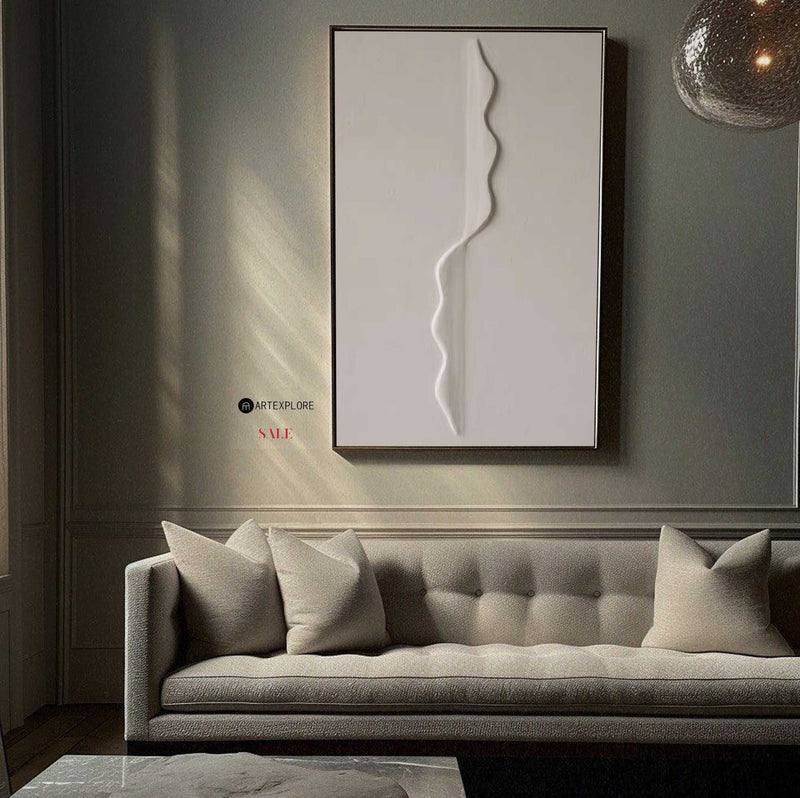 Wabi-sabi Beige Plaster Painting Minimalist Abstract Art Off White Minimalist Plaster Wall Art