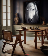 Large White Horse Painting Black and White Horse Canvas Wall Art Modern Horse Art For Sale