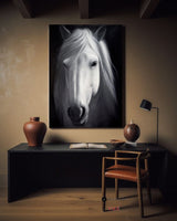 Large White Horse Painting Black and White Horse Canvas Wall Art Modern Horse Art For Sale