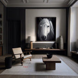 Large White Horse Painting Black and White Horse Canvas Wall Art Modern Horse Art For Sale