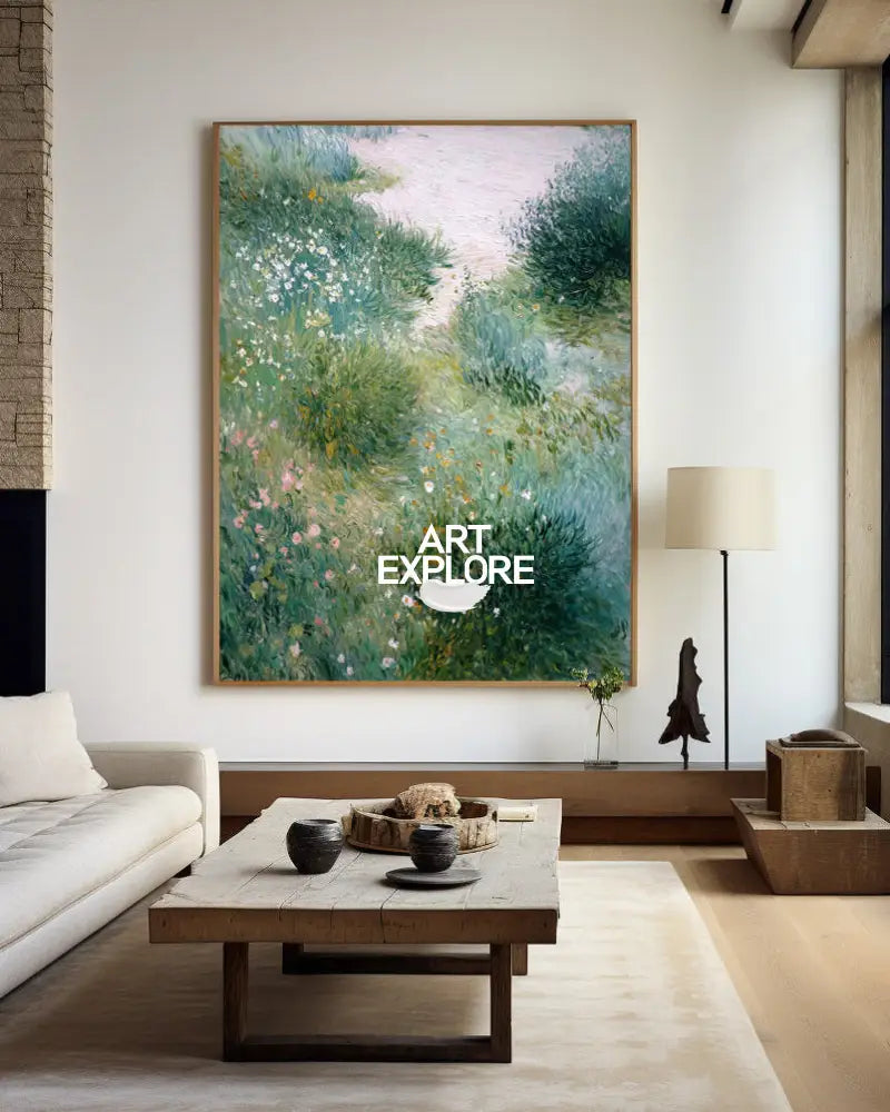 Peaceful Garden Landscape Art | Large Vertical Oil Painting | ArtExplor