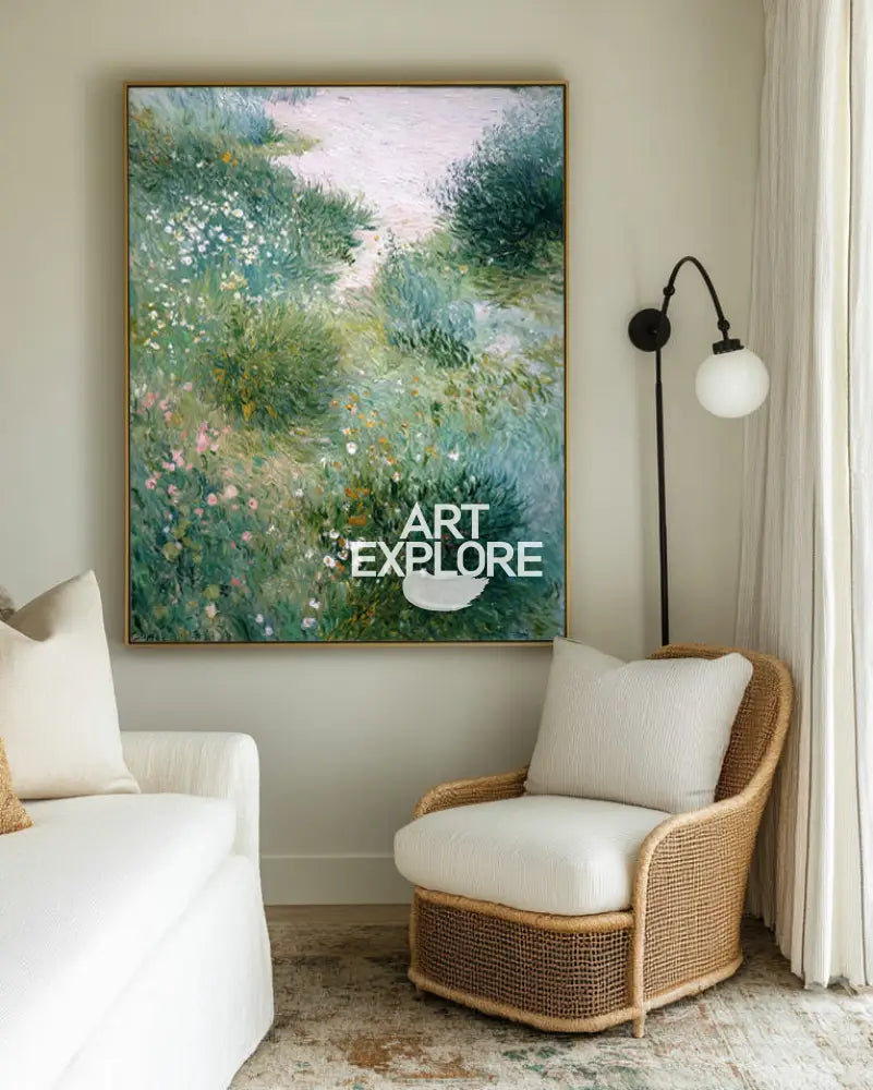 Lush Garden Scenery Wall Art | Handmade Oil on Canvas | Large Wall Decor | ArtExplore