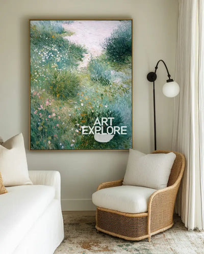 Lush Garden Scenery Wall Art | Handmade Oil on Canvas | Large Wall Decor | ArtExplore