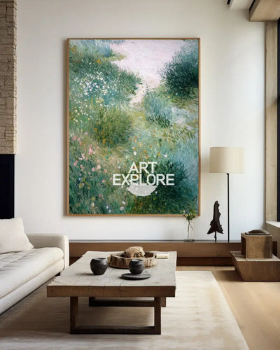 Peaceful Garden Landscape Art | Large Vertical Oil Painting | ArtExplor