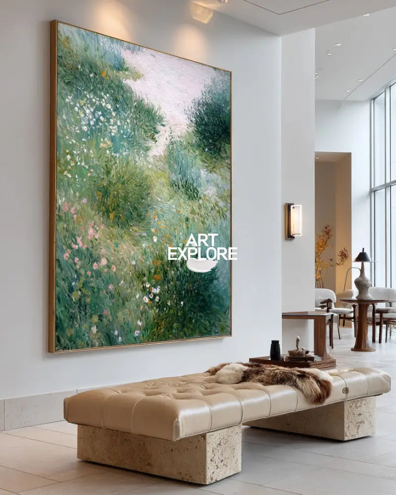 Tranquil Nature Landscape Wall Art | Handmade Vertical Oil Painting | ArtExplore