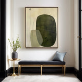 Large Green Canvas Art Beige Green Wabi-sabi Minimalist Painting Acrylic Painting For Livingroom
