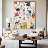 Modern Colorful Pop Art Painting Graffiti Paintings Basquiat Artworks Abstract Art for Livingroom
