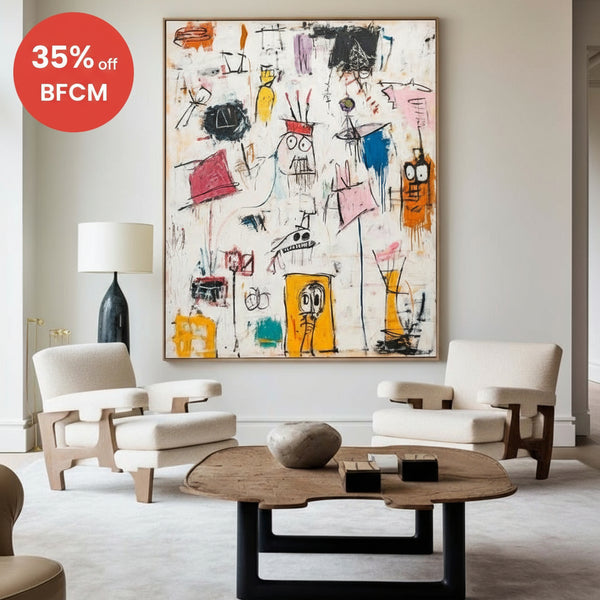 Modern Colorful Pop Art Painting Graffiti Paintings Basquiat Artworks Abstract Art for Livingroom