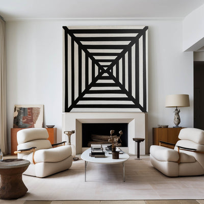 Black And White Canvas Art Geometric Wall Art Wabi-sabi Wall Art Large Minimalist Painting For Livingroom