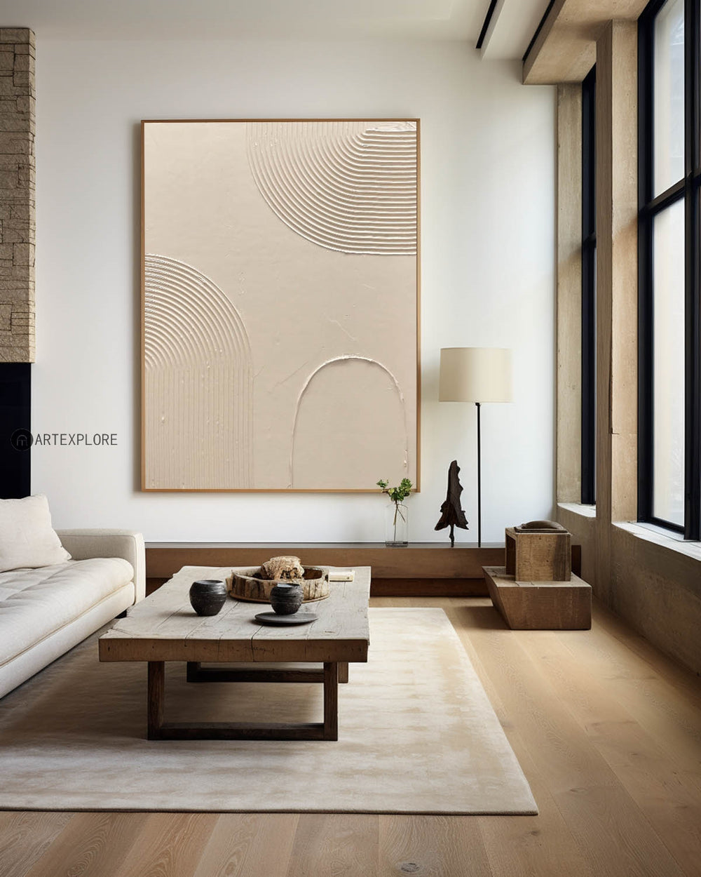 Luxury Beige Textured  Modern Wall Art,Beige Abstract Art Minimalist Wall Art,Abstract Acrylic Painting For Dining Room