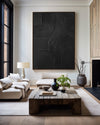 Large Minimalist Dark Style Art Black Painting,Modern Black Living Room Design,Original Black Art Hangings Paintings
