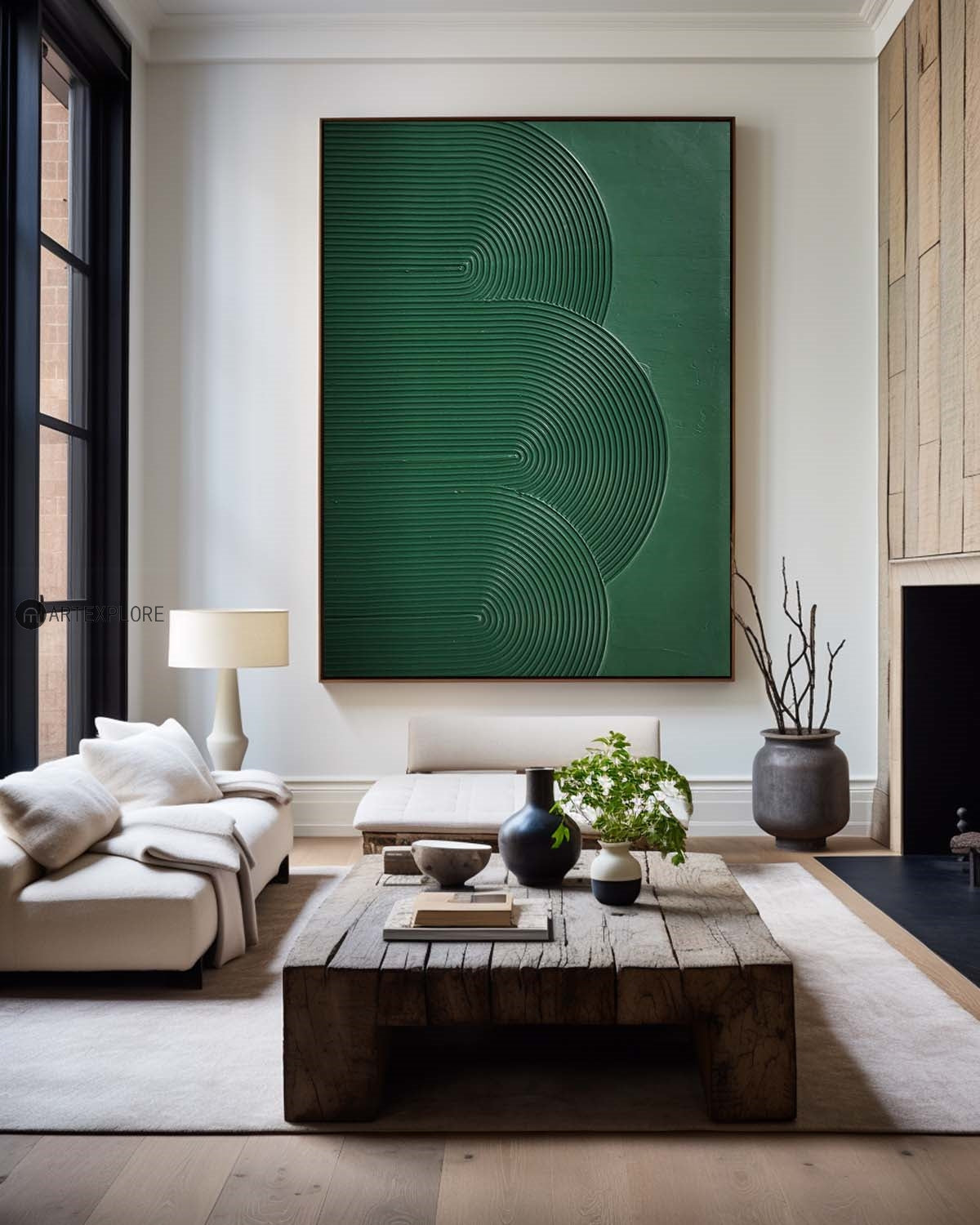Modern Original Abstract Green Texture Wall Art,Canvas Green Thick Texture Oil Paintings,Light Luxury Vertical Green Hanging Painting