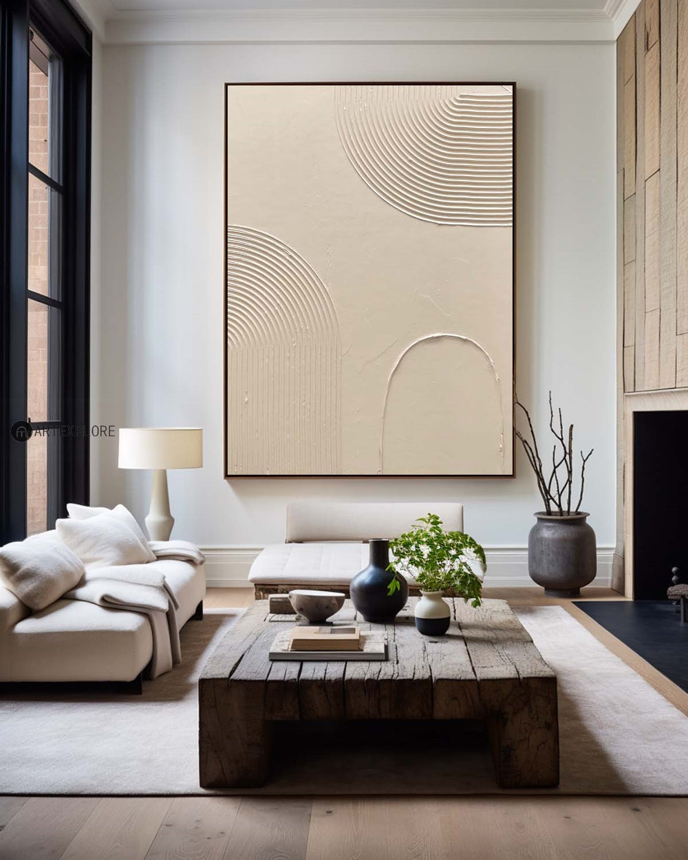 Luxury Beige Textured  Modern Wall Art,Beige Abstract Art Minimalist Wall Art,Abstract Acrylic Painting For Dining Room