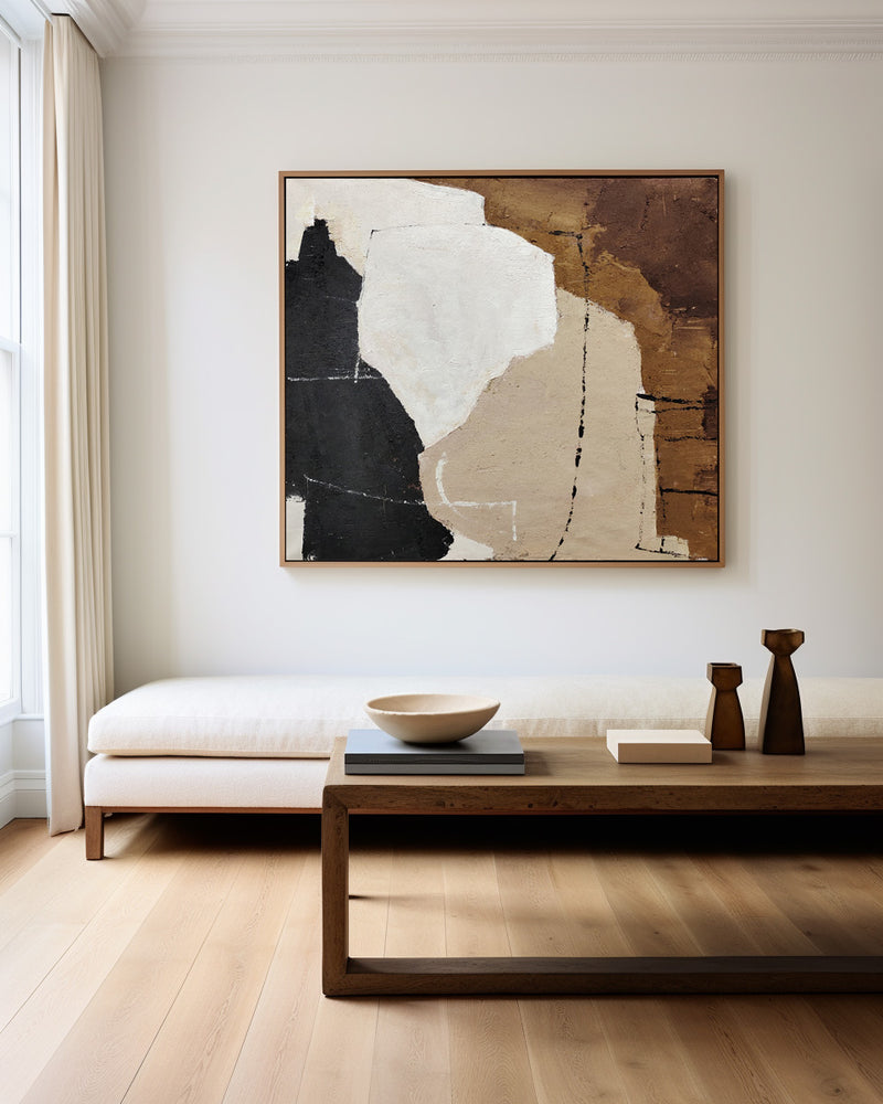 Black And Brown Minimalist Painting Oversized Painting Canvas Minimalist Painting For Livingroom