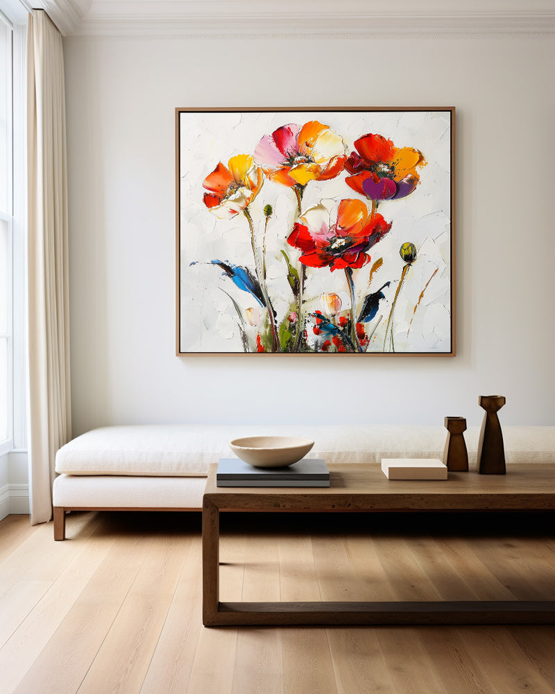 Abstract Flowers Wall Art Large Canvas Modern Art Colorful Abstract Art Boho Wall Art For Sale