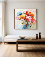 Modern Flowers Wall Art Large Colourful Painting Minimalist Apartment Decor