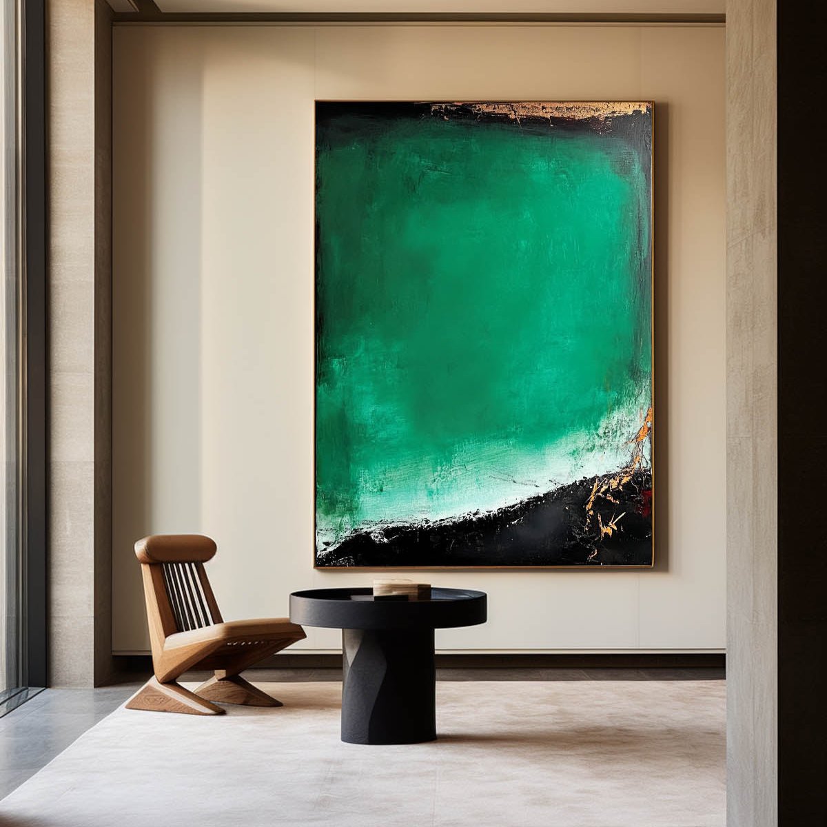 Large Green Wall Art Large Framed Green Bauhaus Wall Art Painting Green Vertical Painting