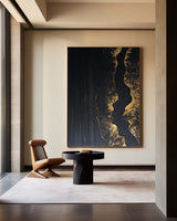 Modern Black Abstract Wall Art Extra Black Gold Large Canvas Large Oil Painting Modern Wall Decor Dining Room