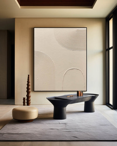 Luxury Beige Textured  Modern Wall Art,Beige Abstract Art Minimalist Wall Art,Abstract Acrylic Painting For Dining Room