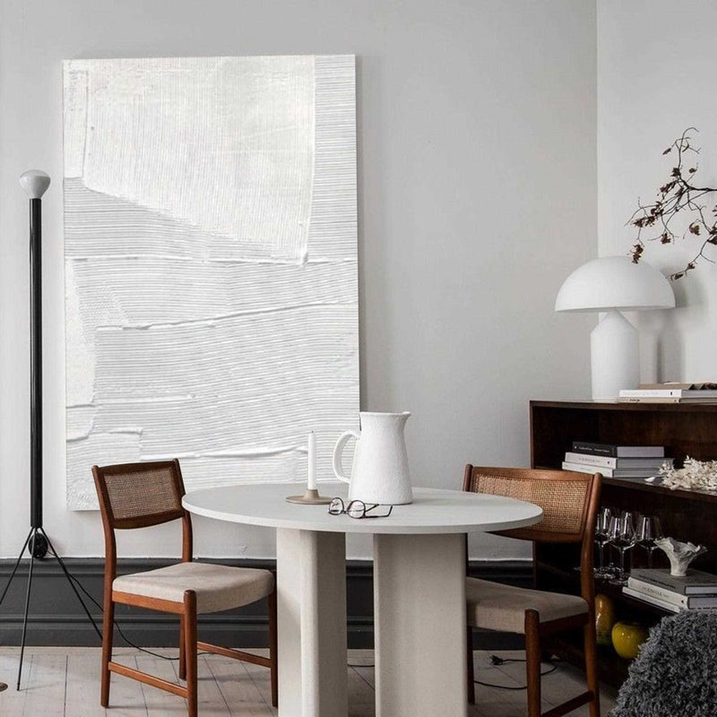 Large Plaster Art On Canvas White Abstract Painting White Minimalist Painting White 3D Textured Painting white wall art White abstract canvas art