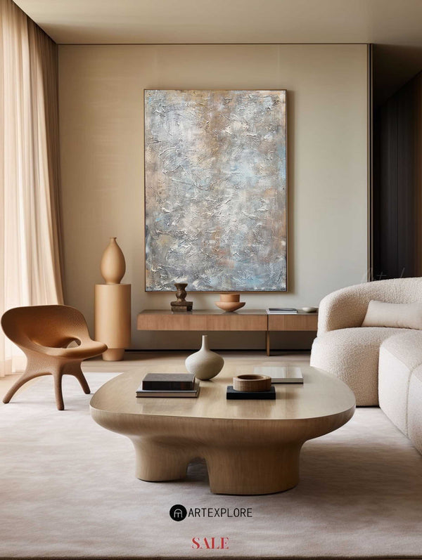 Large Textured Brown Abstract Painting For Living Room Oversized Modern Wall Art