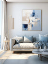Large Blue And White Palette Knife Painting Minimalist Canvas Wall Art Handmade Paintings