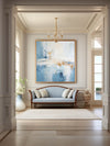 Blue And White Abstract Handmade Paintings Brush Stroke Minimalist Painting Abstract Art