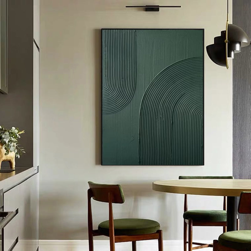 3D Green Minimalist Wall Art Rich Textured Abstract Artwork Acrylic Painting For Living Room