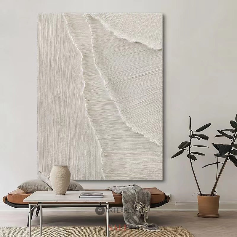 3D White Wall Art Textured Art White Plaster Wall Art White Abstract Art Minimalist Painting