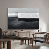 Wabi-sabi Interior Paintings On Canvas, Minimalist Art, Black And White Acrylic Canvas Painting