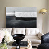 Wabi-sabi Interior Paintings On Canvas, Minimalist Art, Black And White Acrylic Canvas Painting