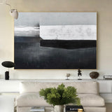 Wabi-sabi Interior Paintings On Canvas, Minimalist Art, Black And White Acrylic Canvas Painting