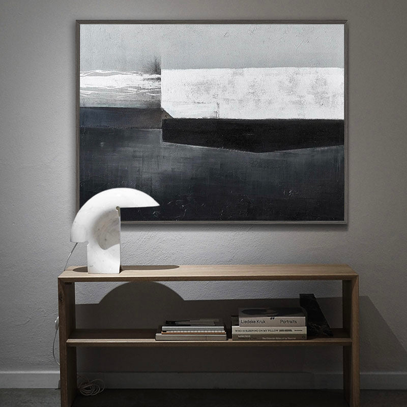 Wabi-sabi Interior Paintings On Canvas, Minimalist Art, Black And White Acrylic Canvas Painting