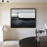 Wabi-sabi Interior Paintings On Canvas, Minimalist Art, Black And White Acrylic Canvas Painting