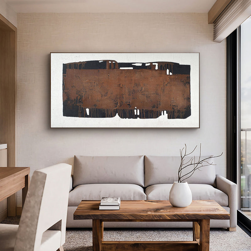 Wabi-sabi Canvas Art Painting Modern Brown Minimalist Wall Art Interior Abstract Art For Sale