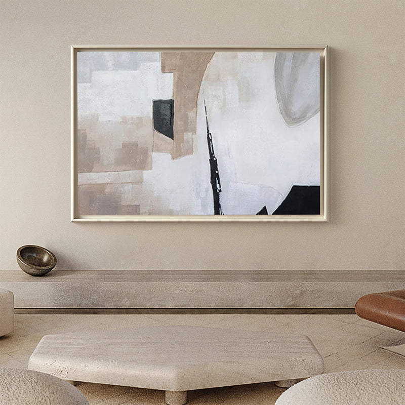 Wabi Sabi Artwork Wall Painting, Minimalist Abstract Oil Painting on Canvas, Grey Abstract Wall Art