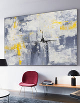 Orange And Grey Wall Art Large Modern Abstract Art Yellow Canvas Art