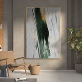 Large Green And Gold Abstract Wall Art Framed Abstract Art Green Abstract Painting Impressionism Abstract 