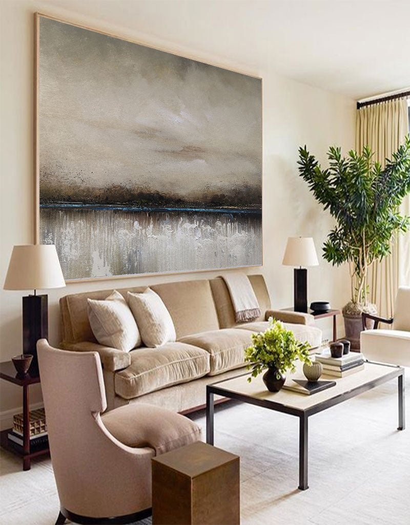 Large Coastal Abstract Canvas Art Contemporary Seascape Paintings Impressionist Beach