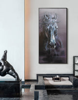 Large Black Arabian Horse Paintings Equestrian Painting Framed Horse Wall Art