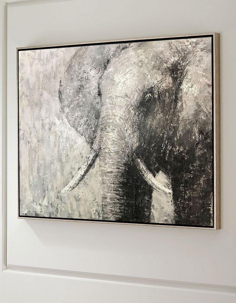 Elephant Painting Large Elephant Wall Art Elephant Gray Paint On Canvas