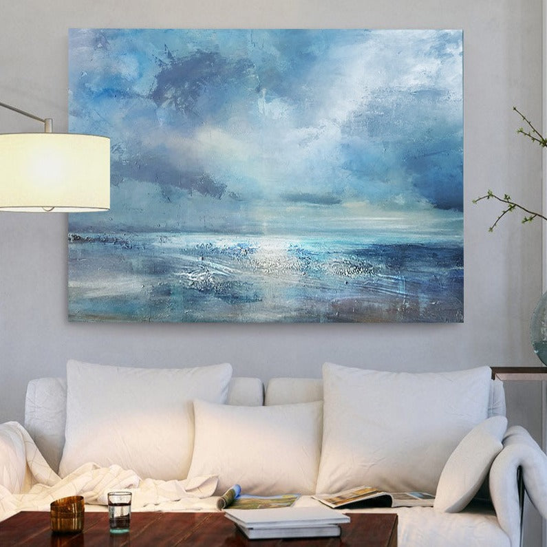 Abstract Beach Canvas Art Impressionist Seascape Paintings Large Beach Canvas Wall Art 