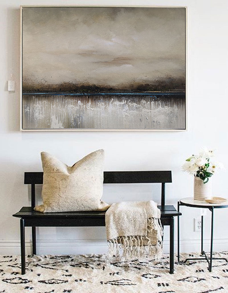Large Coastal Abstract Canvas Art Contemporary Seascape Paintings Impressionist Beach