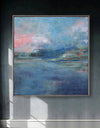 Abstract Beach Art Large Coastal Wall Art Canvas Blue Oversized Coastal Framed Art